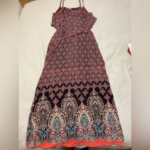 Target Xhilaration Size S Multicolor Pink Maxi Summer Dress with Elastic waist